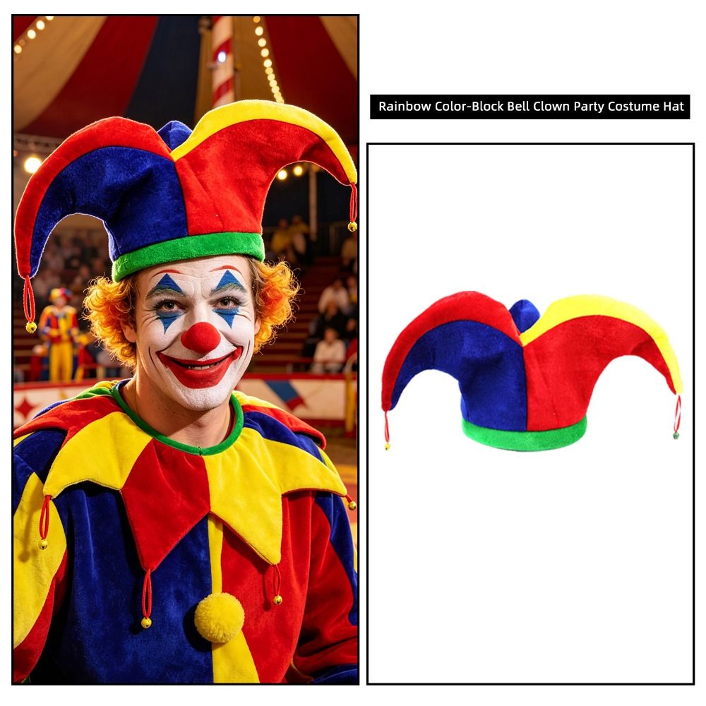 Cap Prop Multicolor Clown Hat  - Cosplay Prop Designer ulasan dan harga