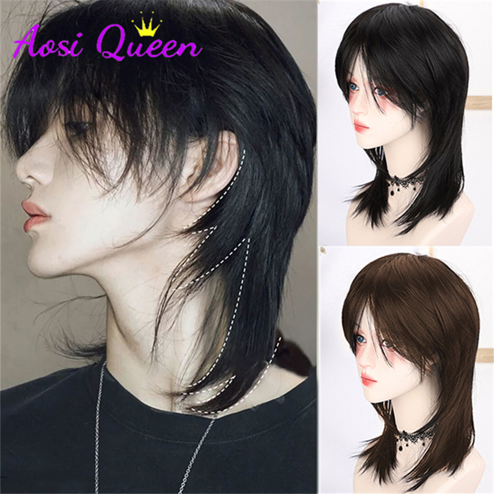 AS Wig Female Short Hair Black - Wig Fiber Net ulasan dan harga