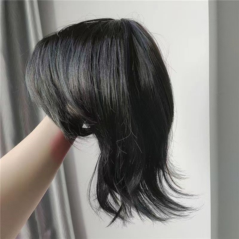AS Wig Female Short Hair Black - Wig Fiber Net ulasan dan harga