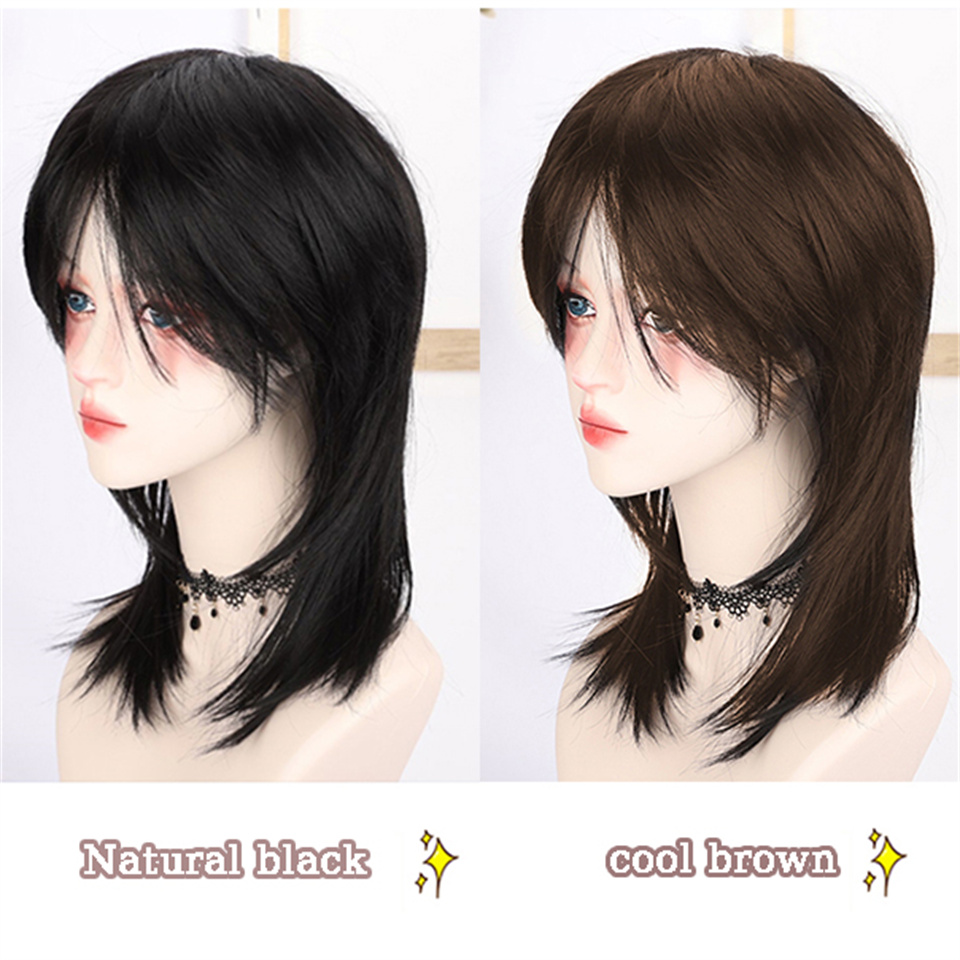 AS Wig Female Short Hair Black - Wig Fiber Net ulasan dan harga