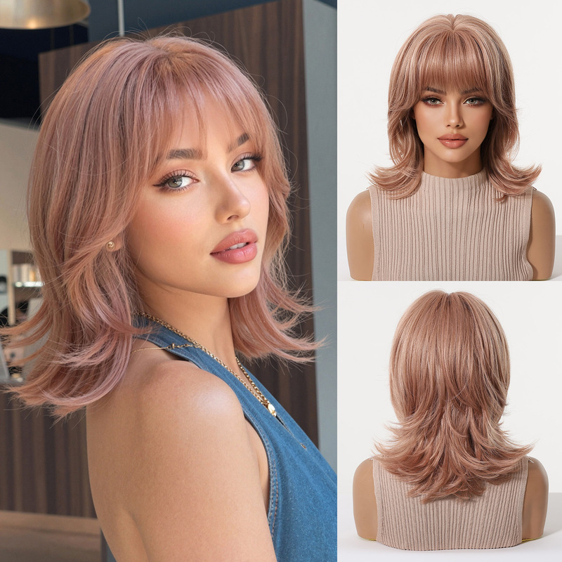Women's wig with bangs, wolf t - Wig Fiber Net ulasan dan harga