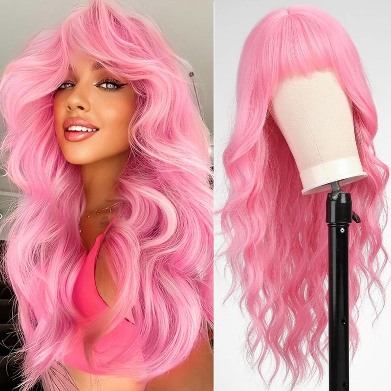 Long straight hair wig with ba - Wig Fiber Net ulasan dan harga