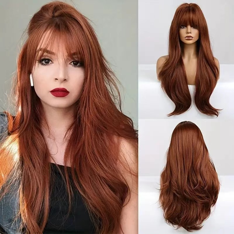 Long straight hair wig with ba - Wig Fiber Net ulasan dan harga