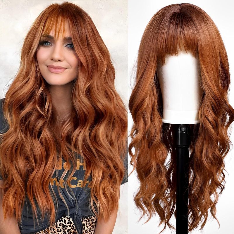 Long straight hair wig with ba - Wig Fiber Net ulasan dan harga