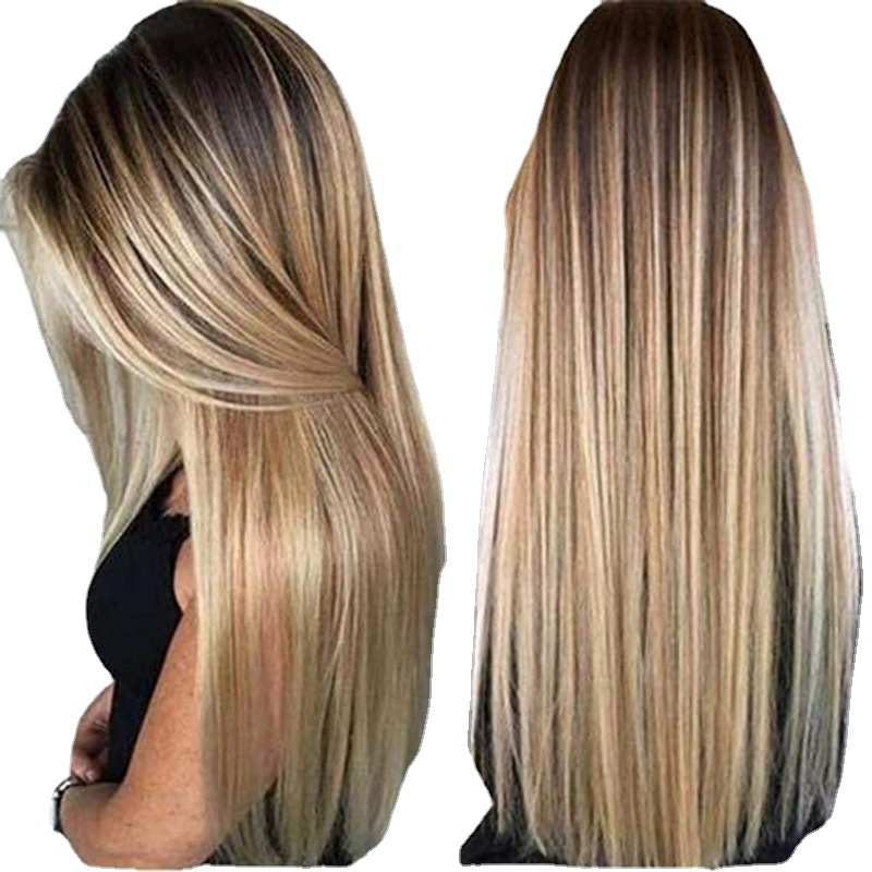 Women's gradient mid-parted lo - Wig Fiber Net ulasan dan harga