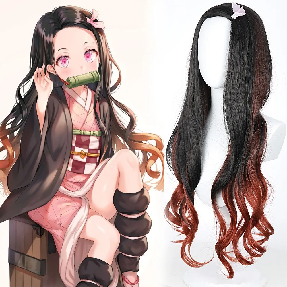 Black Dark Red Gradient Color  - Wig Fiber Net ulasan dan harga