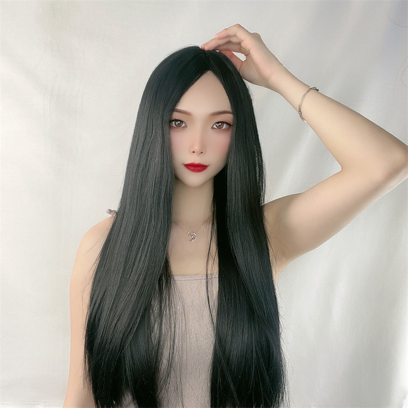 Women's long straight hair wig - Wig Fiber Net ulasan dan harga