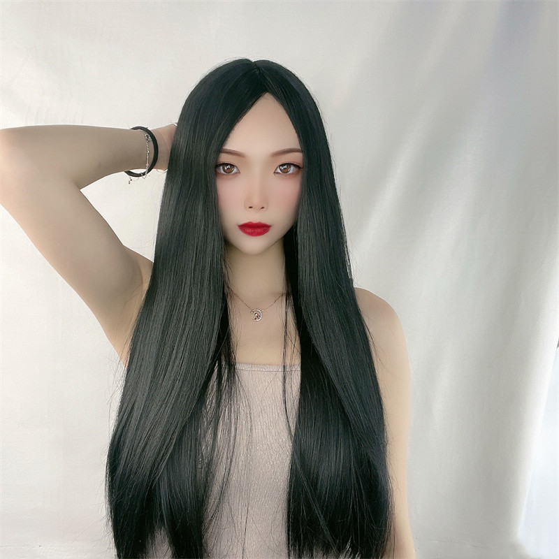 Women's long straight hair wig - Wig Fiber Net ulasan dan harga