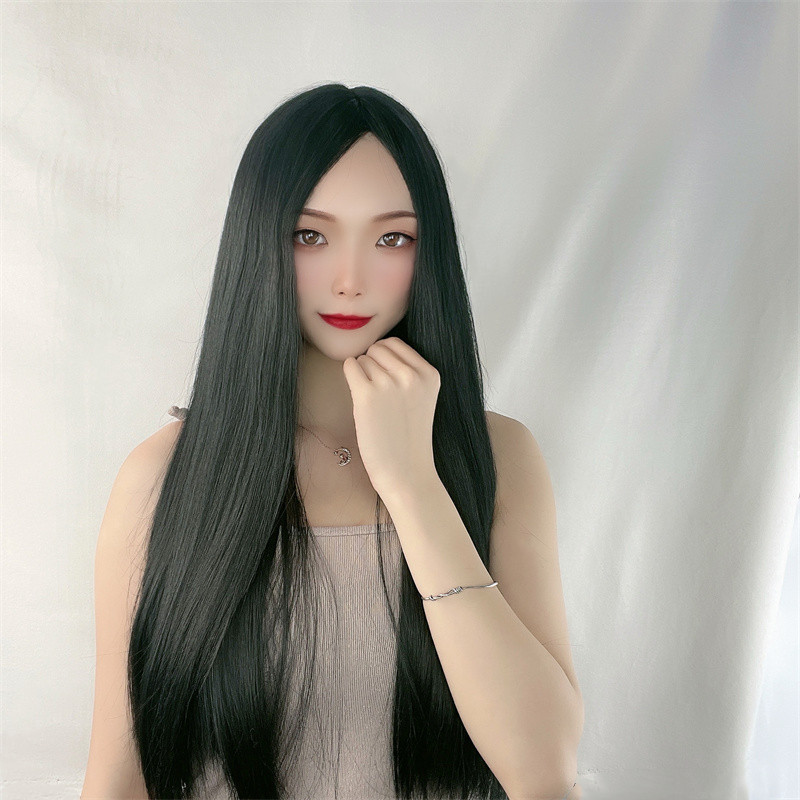 Women's long straight hair wig - Wig Fiber Net ulasan dan harga